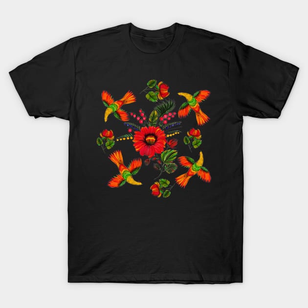 Ukrainian traditional print. Petrykivka painting. T-Shirt by Motanka